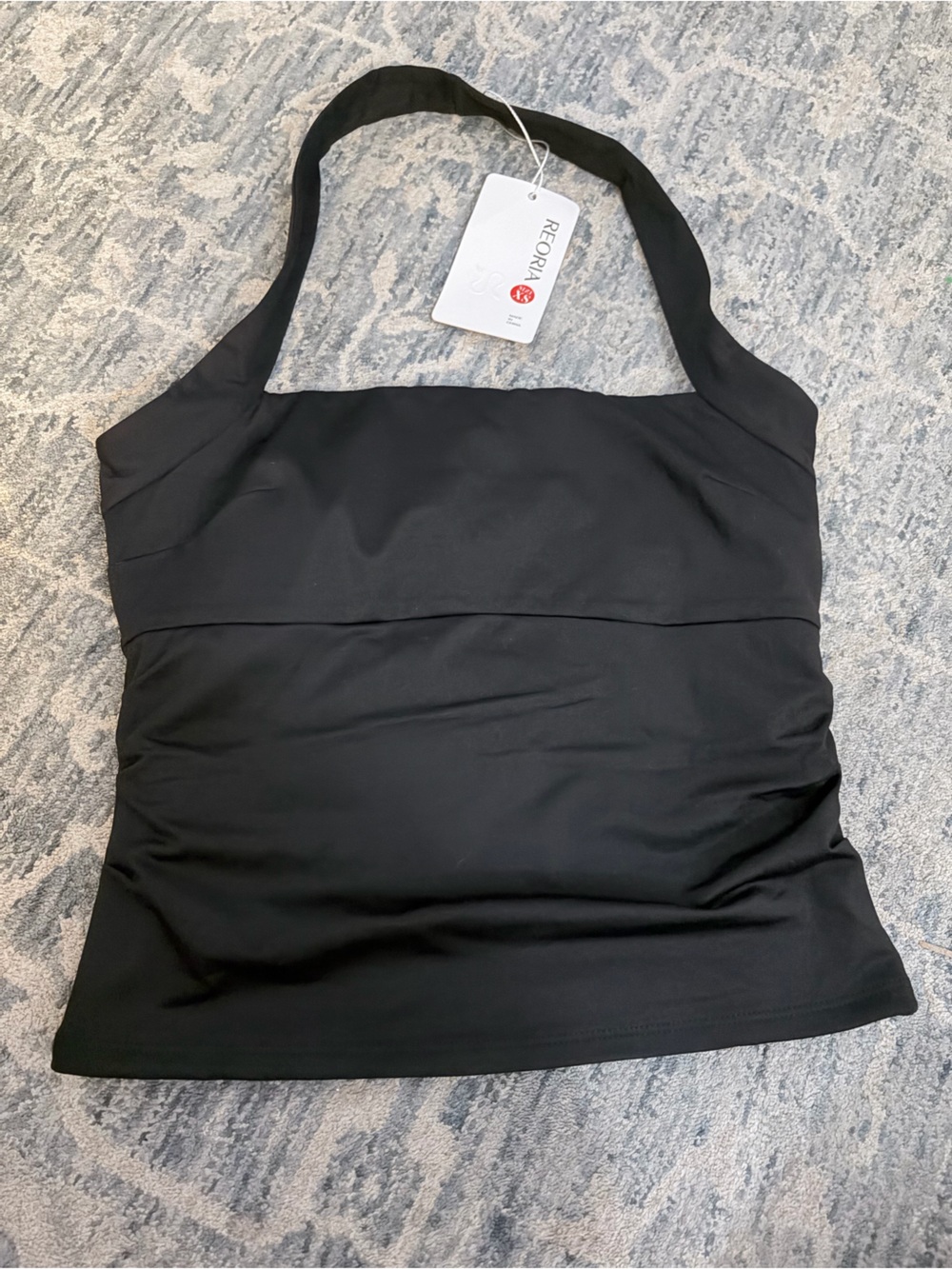 Reoria Black Strapless Halter Top Crop NWT Size XS